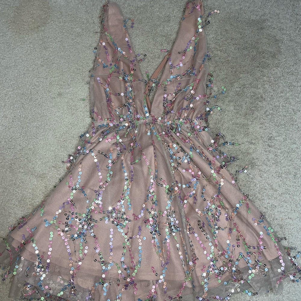Selfie Leslie Pink Sequin Mini Dress